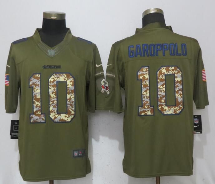 Men San Francisco 49ers #10 Garoppolo Green Salute To Service Nike Limited NFL Jerseys